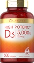 Carlyle Vitamin D3 5000 IU Softgels CLAS124; 500 Count CLAS124; Value Size CLAS124; Non-GMO and Gluten Free Supplement CLAS124; High Potency Formule CLAS124; 125mcg