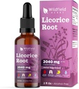 Licorice Root Extract Drops 2000mg (Glycyrrhiza glabra L.) Bylinný dodatek Absorbs lepší než Kapsle, 1 měsíc dodávky, 84 Servings, Alkoholicko-zdarma tinktura - 2 Oz, balení po 1
