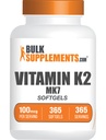 BulkSupplements.com Vitamin K2 Softgels - Vitamin K2 MK7, Vitamin doplňky - Gluten zdarma, 1 Softgel per Serving, 365 Počet (balení po 1)