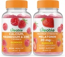 Živé vápník, hořčík, zinek a vitamin D + melatonin 20mg, Gummies Bundle - Velký příchuť, dodatek k vitamínu, gluten zdarma, GMO zdarma, žvýkací žlab