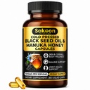 Black Seed Oil Kapsle - S Novým Zélandem Manuka Med, Studené lisované turecké Nigella Sativa Oil, 2% Thymoquinon, Imunitní a stravitelná podpora, Made in USA, 60 Počet, 1010mg na porci