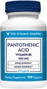 Vitamin Shoppe Pantotenová kyselina 500MG, s vitaminem B5, podporuje výrobu energie a vlasy, kůže, nehty, jednou denně (100 kapslí)