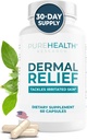 PUREHEALTH VÝZKUM Dermal Relief doplňky - pro podrážděnou pleť, ekzém a dermatitidu s L- Histidin, Ashwagandha Root Extract, Rhoddiola Crenulata, Vitamin D a E - 1 lahvička - 60 Kapsle
