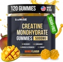 EcoWise Wellness Creatine Monohydrát Gummies 5000 mg, Mango Flavor, 120 Sugar- Free Vegan Chews, Creatine dodatek pro denní rutinu