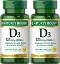 Příroda 's Bounty Vitamin D3, Imunitní a Kostní podpora, 5000IU, Rychlé uvolnění Softgels, 150 Ct (Balení po 2)