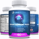 Brain Support Plus Příplatek pro paměť a zaměření, Nootropics for Concentration and Mental Clarity, Brain Vitamíny B1, B6, B12, Fosfatidylserine, 1000mg, 60 Kapsle, Made in USA.