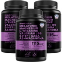 12- in-1 Melatonin Spánkové kapsle - Přírodní spánkové pomůcky pro dospělé s melatoninem 5 mg a Glycinátem hořčíku 500 mg, Spánková pomoc s Ashwagandha, L Theanine, Valerian Root, GABA, 5- HTP (90ct, balení po 3)