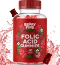 Folic Acid Gummies 400mcg - Základní Prenatal & Těhotenství Gummy pro ženy, Moms & Baby Be - 60 Malina Ochucené Folate Gummy Vitamíny - Vyrobeno v USA