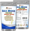NELCIA 'S NATURAL HERBS Sea Moss Ashwagandha Protein Powder - Natural Irish Sea Moss, Bladderwrack and Burdock Root, Black Seed and Shilajit Powder (16oz)
