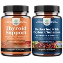 Balení komplexu podpory bylinné štítné žlázy - Možný doplněk Kelp jódu pro rovnováhu hormonů a vyvážení Berberine Plus 1200mg Per Serving Complex - Antioxidant Berberine s Ceylon Cinnamon
