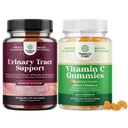 Bundle D Mannose Kapsle pro močové trakt Zdraví pro ženy rychle působící Super Koncentrované Cranberry 90ct a Žvýkací vitamin C Gummies pro dospělé - Halální vitamín C Imunitní podpůrná gumy