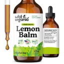 Wild & Organic Lemon Balm Tincture - Mood Support Supplement - Melissa Lemon Balm Leaf Extract Drops - Vegan, Sugar & Alcohol- Free Calming Dodatek - 4 fl oz