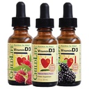 Dětský život ESSENTIALS Vitamin D3 Drops - Vitamin D Drops pro kojence, Vitamin D Drops, Tekutý vitamin D pro děti, Toddlers 1-3, Děti, 500 IU per Serving - Natural Berry, 1 Fl Oz (balení po 3)