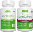 Neurobalance zinek, hořčík a vitamin B6 + čistý folát 400mcg Vegan Bundle, chelatovaný zinek Pikolinát 24 mg, oxide- free magnesium & vitamin B6 + Optimalizovaný L- methylfolát, Igennus