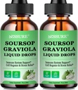 (2 Pack) Soursop Graviola Leaf Liquid Drop 124; Soursop Bitters Liquid w / Moss Moss, Vitamin C & Skořice pro buněčnou podporu a regeneraci, Imunita, játra, Zzz & Antioxidant Incorporan 124; High Absorption Vegan
