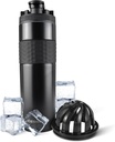 Ice Shaker Izolated Stainless Steel Shaker Bottle 124; 20 oz, Black CLAND 124; Cold for 24 + Hours CLAND124; Izolated Cup with Twist- on Agitator CLAND124; Odor- Free Bottle for Protein Shakes, Water, Smoothies, Cocktails