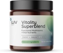 LUV zdraví Vitality Supersměs: Houba dodatek - Superfood Powder with Cacao, Lion 's Mane, Cordyceps, Reishi, Green Tea, a turmeric - Energie, Focus & Daily Wellness Support Vegan, 30 Služeb