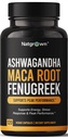 Natgrew Ashwagandha Maca Root Fenugreek Extract Kapsle Dodatek pro muže a ženy - Veganské pilulky - (120 Počet)