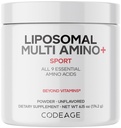 Codeage Liposomal Multi Amino Powder Supplement - BCAA & EAA dodatek všech 9 esenciální aminokyseliny, Branched- Chain Amino Acid, Pre & Post Workout, Neochucené, Liposomální Dodávka, Non- GMO, 6.15 oz