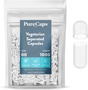 PureCaps USA - Prázdné Vegetariánské a Vegan Pill Kapsle Velikost 00 CZ124; 1000 oddělených pilulek CZ124; Clear CZ124; Non- GMO Certified CZ124; SLS, gluten, konzervativní zdarma