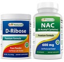 Nejlepší Naturals D- Ribose Powder 1 libra & NAC 600 mg