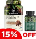 PlantFusion Kompletní Vegan Protein Powder & Calcium Bundle - Plant Based Protein Powder with BCAA, Digestive Enzymes and Pea Protein