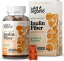 Wild & Organic Inulin Fiber Gummies 4000mg - Digestive Support w / Chicory Root - Soluble Fiber Supplement w / Inulin Powder - Prebiotika pro Gut Support - 60 Prebiotic Gummies