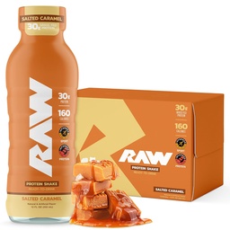 RAW Ready- to- Drink protein Shake, slaný karamel - RTD proteinové nápoje s grass- Fed syrovátka protein izolát pro post- cvičení - Zero- cukr & gluten- Free Meal Replacement Drink & Breakfast Shake, 12 Fl Oz