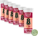 8Zelené Supergreens Tablety LAN 124; Super Zelené Powder Superfood, Metabolismus imunita & Focus, Denní Zelené Effervescent Tablety, Organic: Aloe Vera, Spirulina, Chlorella, Peach, Tube 60 Servings.