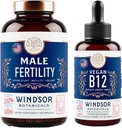WINDSOR BOTANICALS Vegan vitamin B12 a mužský doplněk plodnosti s Maca Root - Energetika a plodnost Bundle