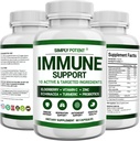 Imunitní podpůrný dodatek, 10 v 1 Imunity Booster Směs Elderberry, Vitamin C, Zinek, Echinacea, Kurkuma, Probiotika a antioxidanty pro imunitní obranu, Respirační a trávicí zdraví, 60 pilulky
