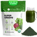Kate Naturals Organic Super Green Powder. Denní zeleně Superfood Směs s probiotika & Vláknina pro Smoothies a Juice (30 Servings, 8oz, přírodní)