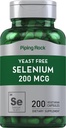 Piping Rock Yeast Free Selenium 200mcg Duplica124; 200 Kapsle 124; Vegetariánský dodatek Duplica124; Non- GMO, gluten Free Formule