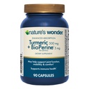 Přírodní Wonder Turmeric dodatek s BioPerine - Vylepšená absorpce Turmeric Complex 500mg s BioPerine 5mg pro společnou funkci, mobilitu a komfort, 90 Vegetariánské turmerické kapsle