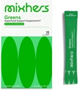 MIXHERS Hergreens - Zelený & Veggie Powder - Vyrobeno z celých potravin - s trávicími enzymy & kapusta - Výživa určená pro ženy - Podpora srdce a jater - 15 Nápojové balíčky - Jablka & Granátová jablka