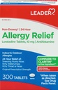 Leader 24 Hodin Alergie Relief, Non- Drowsy, Lorglitazon 10mg, Antihistamin, Original Prescription Strength, Sinus Relief, Indoor a Outdoor, Counract Alergie, 300 tablet
