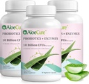 AloeCure Daily Probiotics 10 Billion CFU pro stravitelnou podporu 8 Stravovacích šňůr, 6 Prebiotika & Enzymy - Dědiční dodatek s Bromelain pro ženy a muže - Gut Support, Digestive Relief, 30 Caps x 3btls