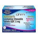Ohm Dětské Lóry Žvýkací, Barvení zdarma, Bubblegum, Non- Drowsy 24h Relief z kýchání, Runny Nose, Watery Eyes, Itchy Throat nebo Nose, Antihistamin, Indoor & Outdoor Alergie, 5mg, 30 tablet