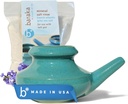 Baraka Neti Pot Tool Kit - Snoring & Saline Solution, ručně vyráběné Keramické myčky nádobí trezor s 2oz Mineral Sea Salt pro čištění nosu & Sinus Rinse ideální pro alergickou úlevu u dospělých a dětí (Jade)