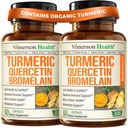 Quercetin s doplňkem Bromelain Turmeric Curcumin - alergická pomoc, společná a imunitní podpora - Organic Turmeric Supplement s Black Pepper (Bioperin) - Quercetin 500mg Kapsle 2 Pack