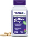 Natrol Mléko Thistle 525 mg na servírování, Dietní dodatek pro stravovací zdraví, Mléko Thistle Dodatek, 60 Kapsle, 30 Den Dodávka
