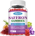 Saffron Gummies - Cukr zdarma Saffron dodatek pro muže Ženy Mood Supplement s Saffron Extract, Vášeň Květiny, Magnesium & Vitamíny pro relaxaci, Focus, Malina Flavor, 60 Počet