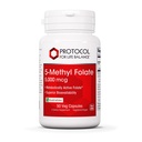 PROTOKOL PRO LIFE BALANCE 5-methylfolát 5,000mcg - Superior Methylfolát Biologická dostupnost - pro podporu mozku - Folát doplněk pro ženy a muže - Kosher & Vegan - 50 Veg Caps