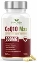 CoQ10 Výkonný doplněk antioxidantu - Extra Silný Formule 800mg, 60 Kapsle, 1- Měsíční Dodávka s koenzymem Q10 vitaminy a doplňky