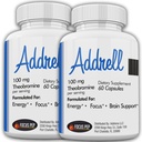 Addrell 2 Pack Energy Stimulant Pills - Studijní dodatek Alternativní pilulka, Přírodní nootropické doplňky & Kognitivní Enhancer Substitut pro zvýšení duševní jasnozřivosti - 120 Kapsle