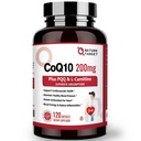 NATURE TARGET CoQ10-200mg s PQQ L- Carnitin & Omega-3s, s vysokou absorpcí Coenzyme- Q10 s BioPerine, podporuje srdeční a imunitní systém, Cellular- Energy- Production, 120 Servings