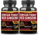 Korejský červený Panax Ginseng Kapsle 2 Pack, Panax Ginseng doplňky, 2 Value Pack 3140mg (Ginsenosid 5%)