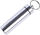 Stříbrný malý portable Pill Box Keychain, hliníková Alloy Mini Pill Pořadatel Kontejner na kabelku, Vodotěsný Metal Pill Holder Medicine Lahvička pro venkovní Camping Travel Pill Box