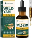 Všechny bylinné tekuté kapky, Wild Yam Extract s Chaste Berry, Fenugreek, Black Cohosh pro Menopause Relief & PMS Podpora. 2oz