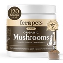 Fera Domací houba dodatek pro psy a kočky s krůtí ocasem - USDA Organic - Kognitivní a imunitní podpora - Zlepšení funkce jater - Podporuje zdravé gut - Prášek - 120 Scoops